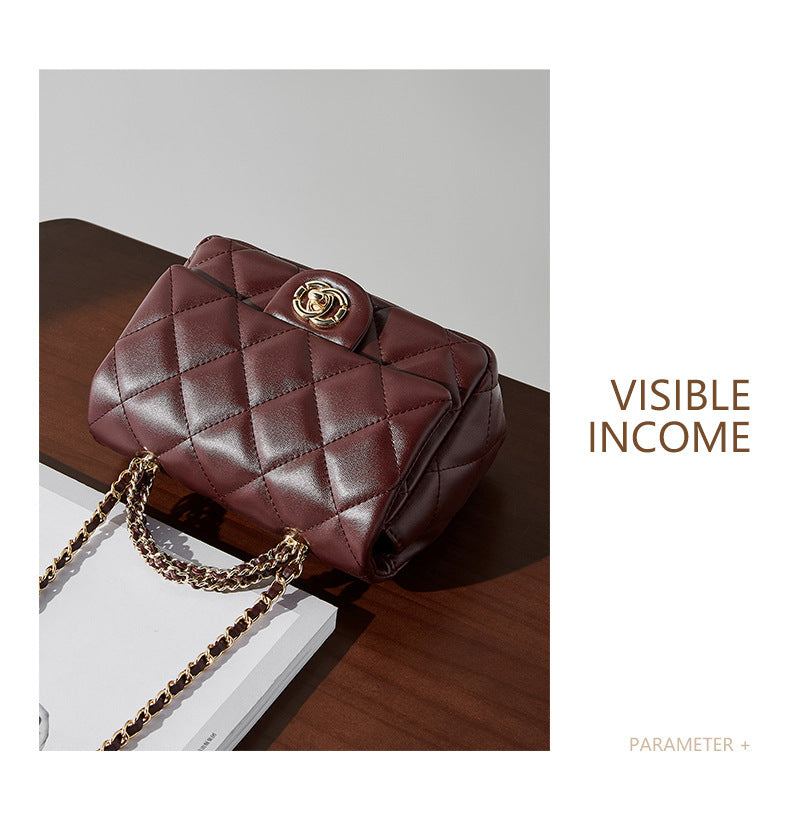 European and American Style Small Chanel-Style Quilted Chain Bag for Women, Simple Fashionable Women's Bag, Versatile Light Luxury Handbag, Shoulder Bag, Crossbody Bag, Genuine Leather