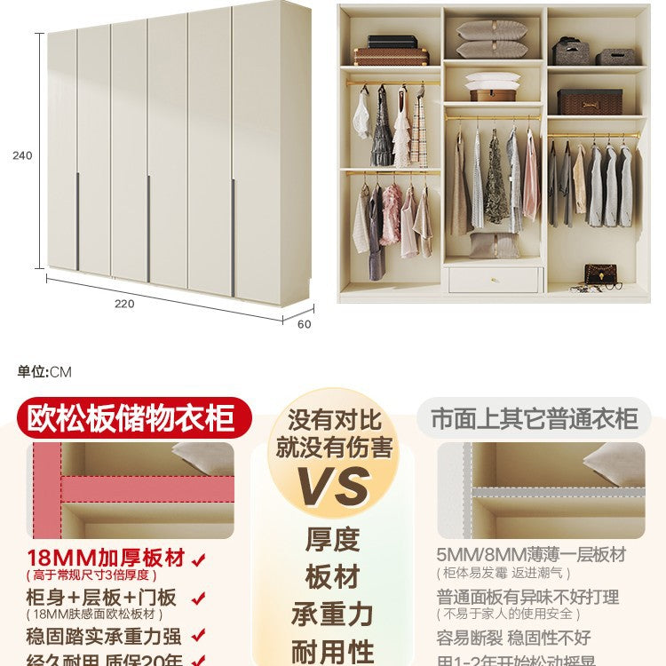 Custom Wardrobe One-Door to Ceiling Combination Home Bedroom Furniture Simple Modern European Pine Board Storage Closet