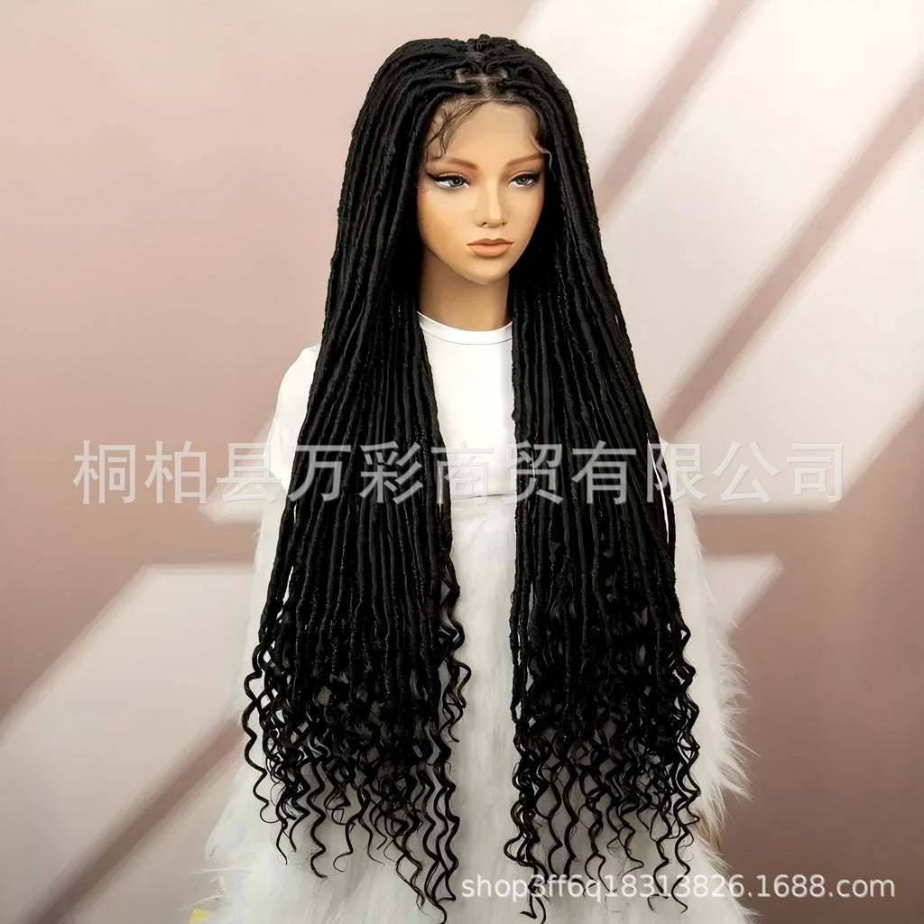 Foreign Trade Cross-Border European American African Women's Full Lace Goddess of Liberty Wig Faux Locs Fashion hair