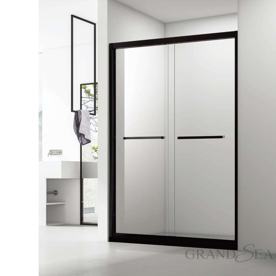 High Quality 6mm Tempered Glass Black Aluminum Frame Sliding Shower Door