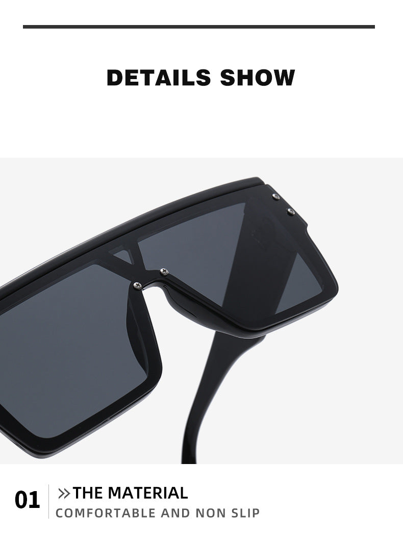 Donkey House1583European and American One-Piece Fashion Personality Sunglasses for Women, White Mercury Print Trendy Sunglasses for Men