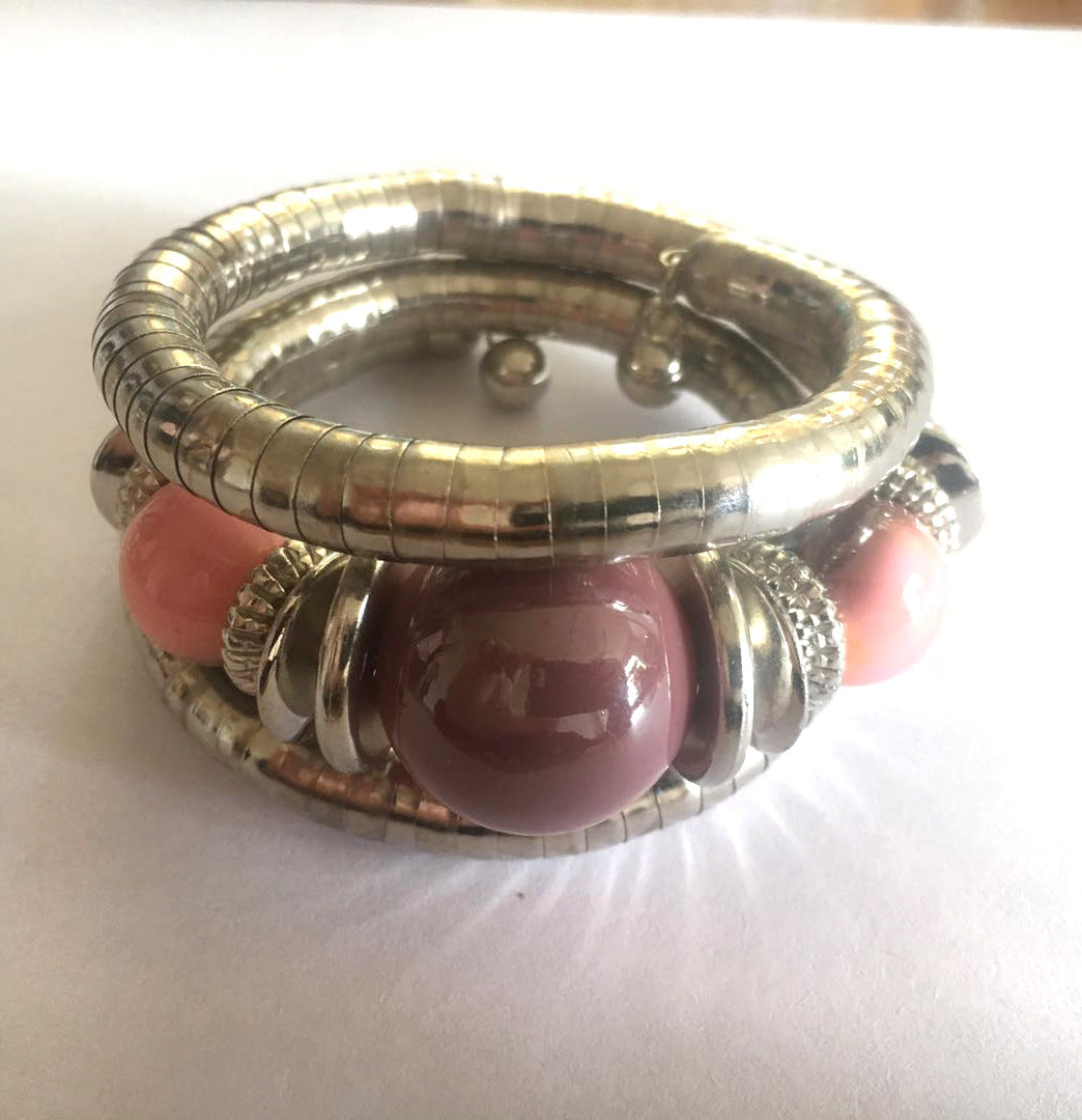 European and American Three-Circle Bracelet Creative Spacer Bead Elastic Snake Bone Bracelet Women's Layered Multi-Layer Bracelet