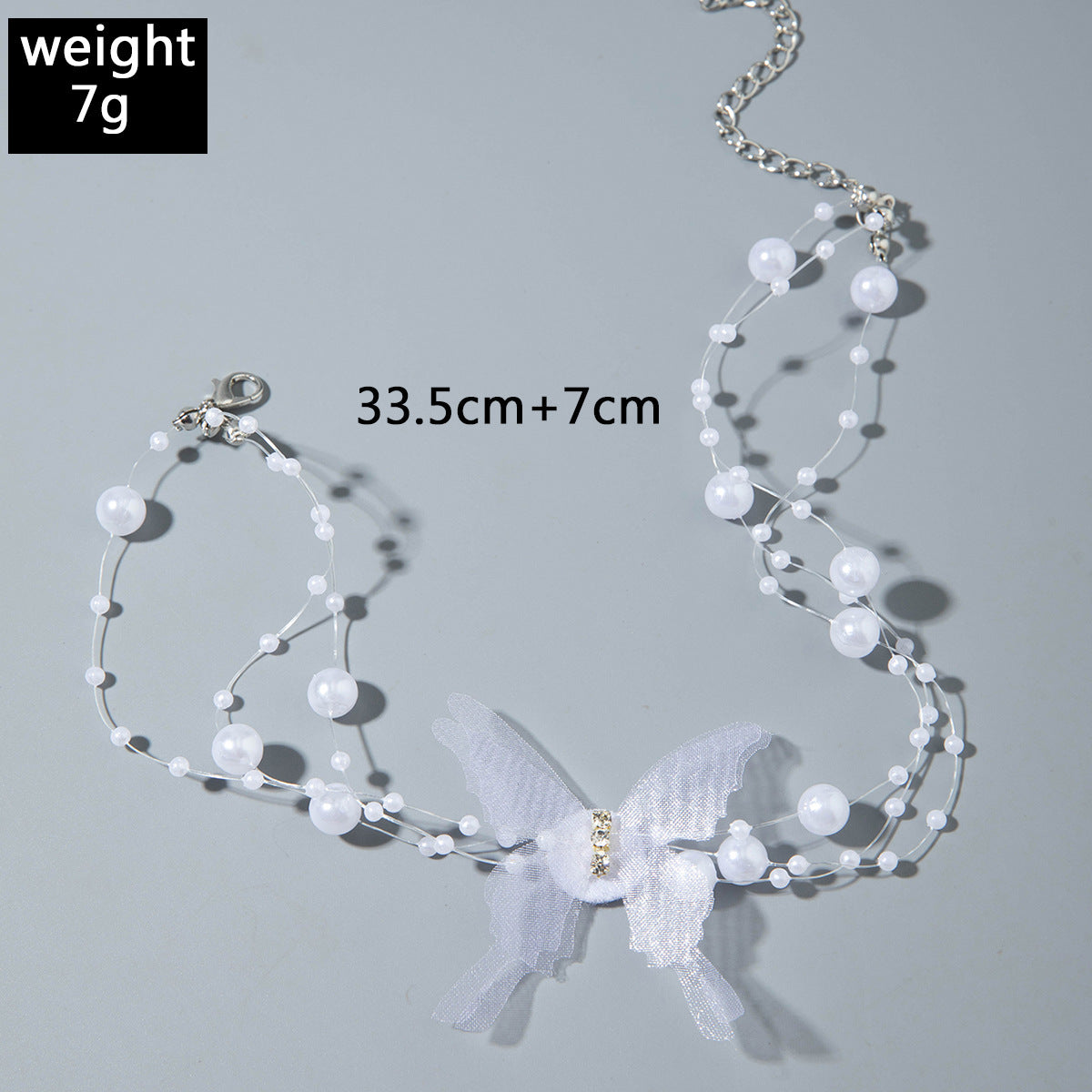 European and American Ornament Fashionable Light Luxury Butterfly Pearl Necklace Niche High-End Collarbone Chain Beaded Necklace Wholesale