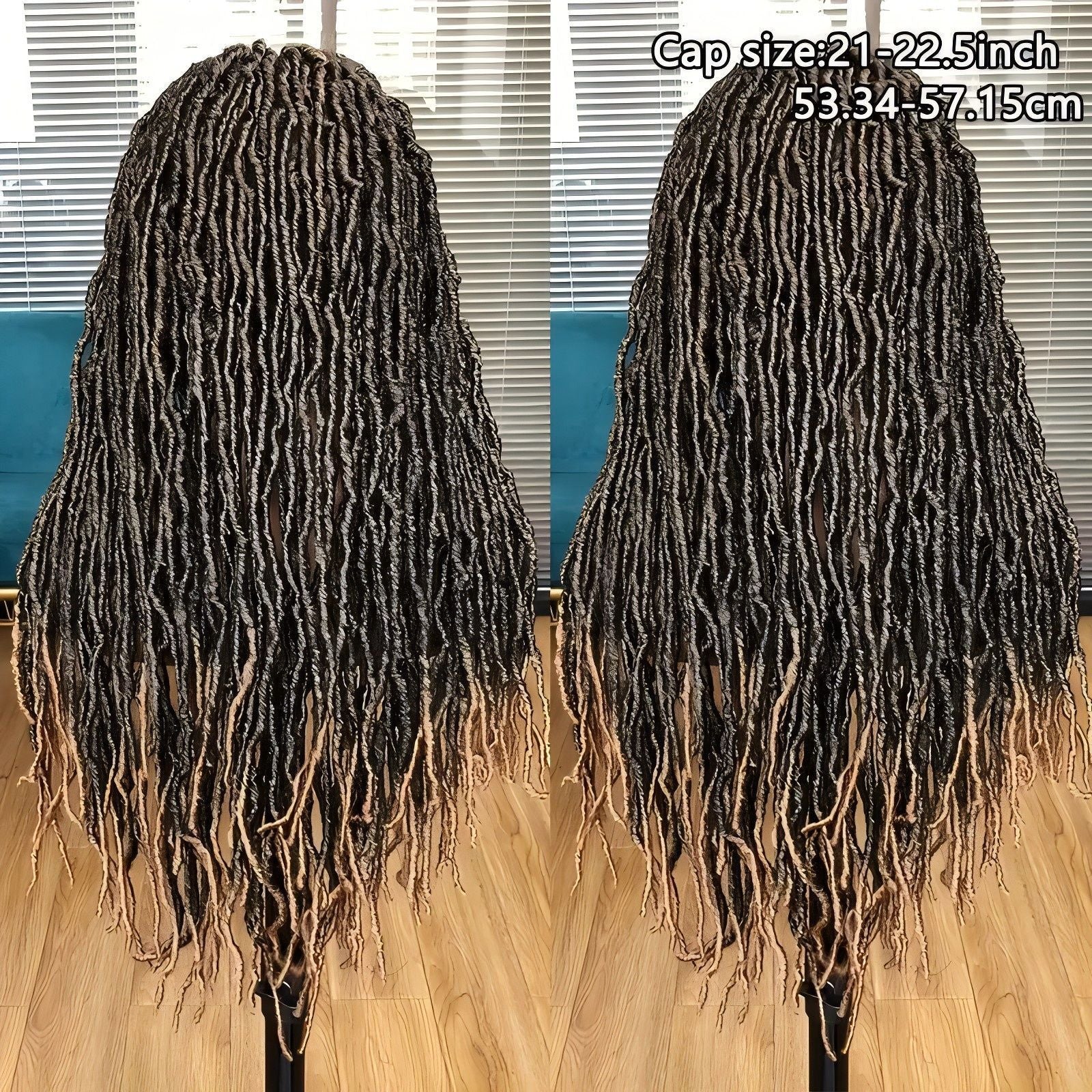 Foreign Trade Cross-Border European American African Wig Synthetic Full Lace Earthworm Curved Head Wig Faux Locs Full Lace