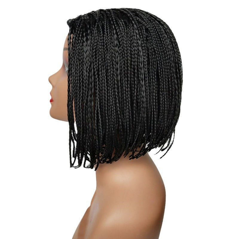 New European and American Style Small Braided Wig Women's Small Curly Synthetic Hair Cap African Dreadlocks Popular Short Hair Wholesale