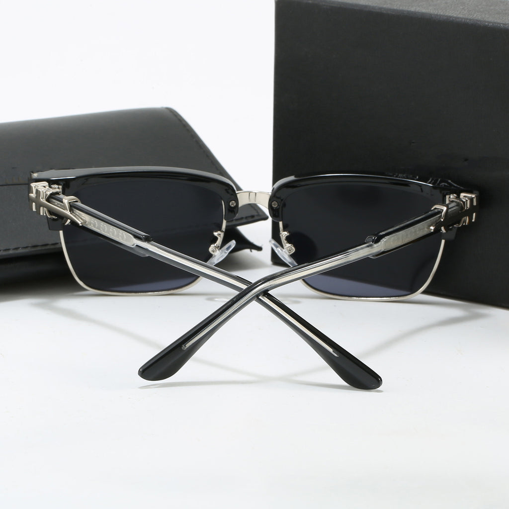 New Fashion Retro Sunglasses for Men and Women Trendy Business Acetate Clip-on Legs Cro Anti-Blue Light Plain Glasses