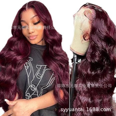 Dark Burgundy13X4  Lace Front Wig Body Wave Deep Purple Wigs