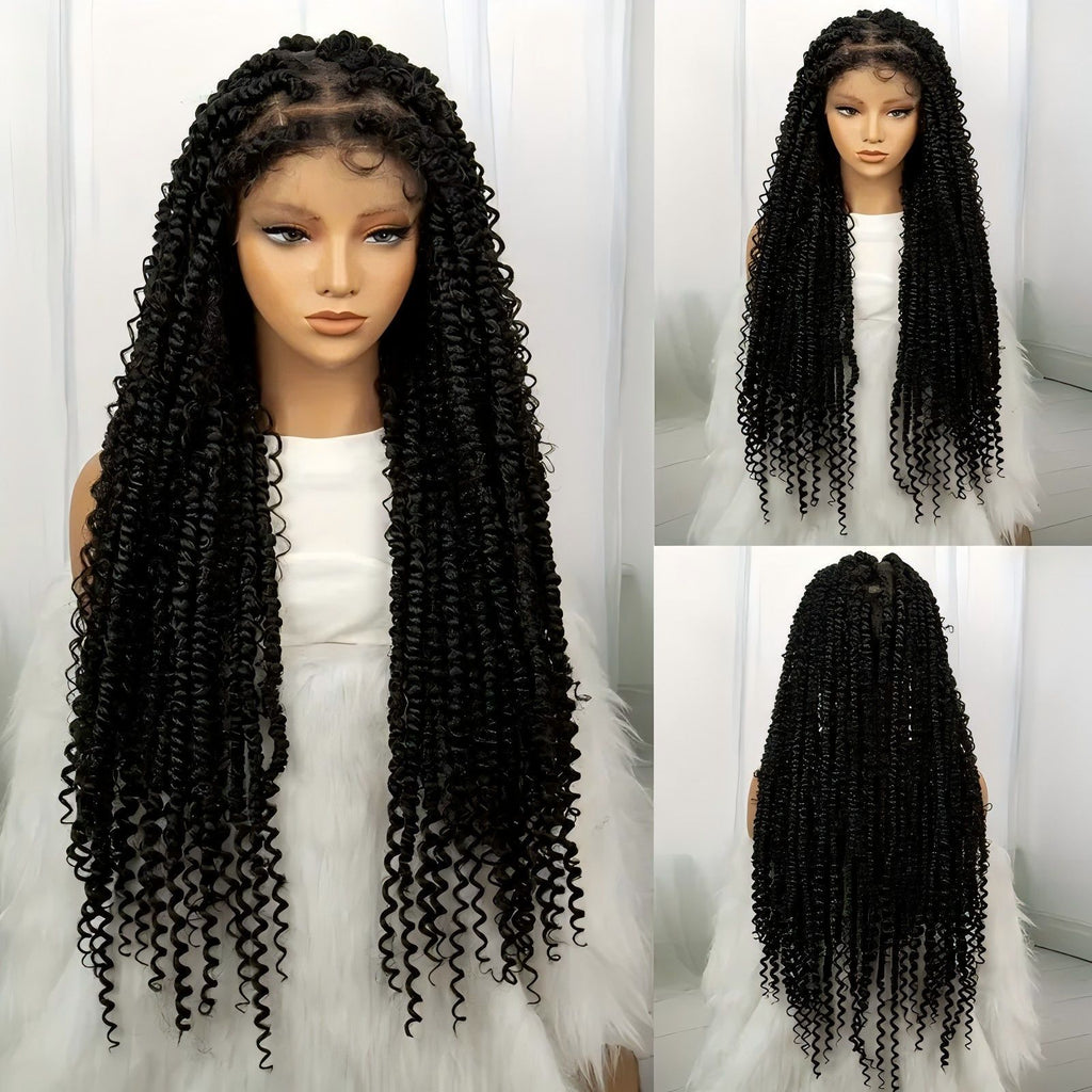 Cross-Border New African Braided Wig Hand-Woven Full Lace Double Strand Passion twist Feizi Chemical Fiber Head Cover
