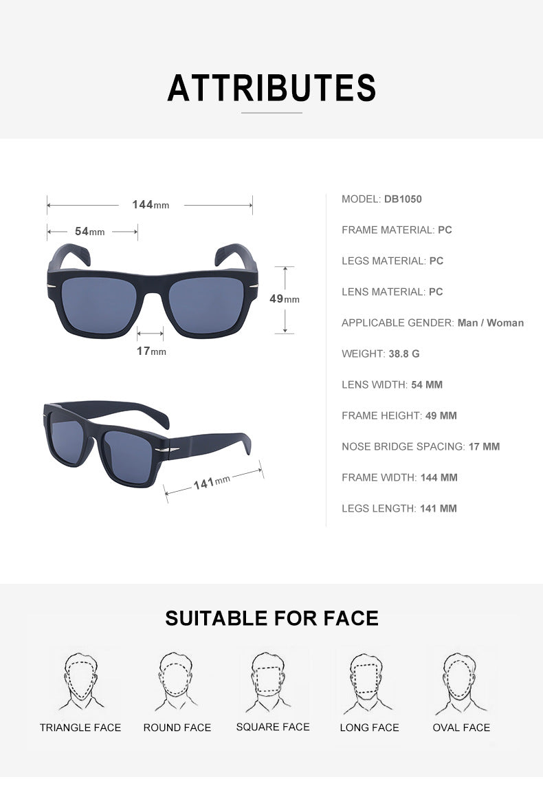 David's Retro Sunglasses for Men, European and American Style, Fashionable Trendy Square Frame Sunglasses, High-End Full Frame Glasses for Men