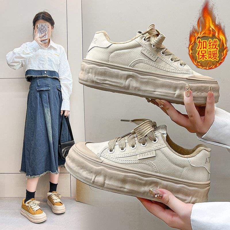 Women's White Sneakers2025New Spring and Autumn Trendy Casual Versatile Platform Thick-Soled Loafers