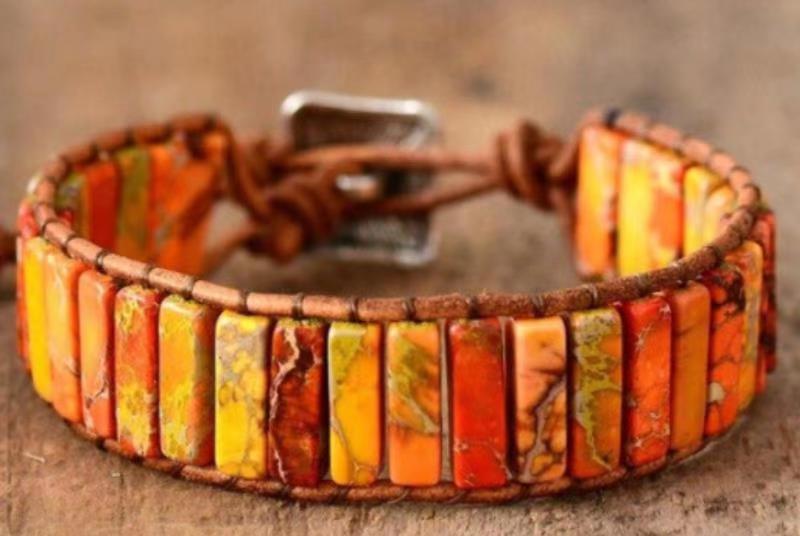 Tiger Eye Elastic Bracelet Adjustable Colorful Beaded Handmade Wrapped Bracelet Volcanic Double Row Woven Bracelet