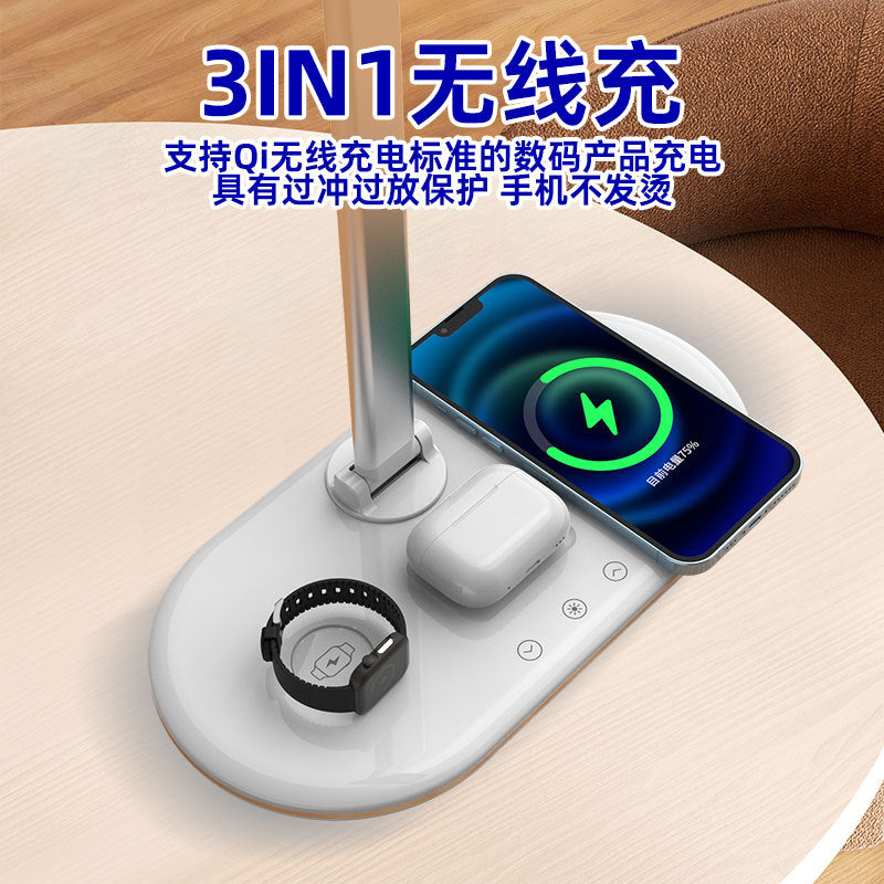 wholesale multifunctional wireless charging desk lamp student dedicated study reading desk lamp 3-in-1 eye protection desk lamp