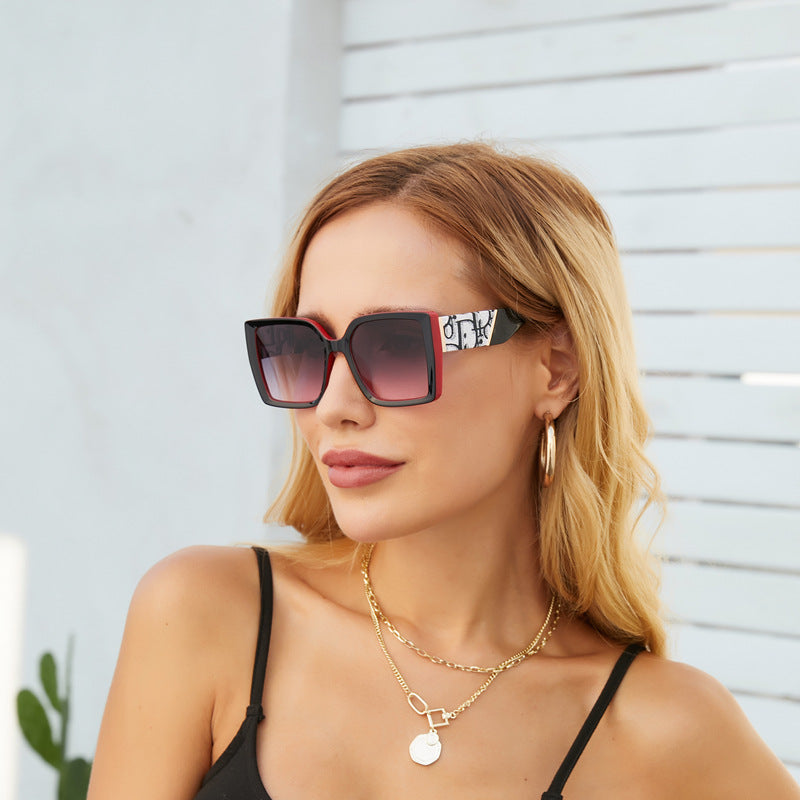 New Fashion Large Frame UV Protection Sunglasses for Women Square Frame Sunglasses European and American Style Glasses