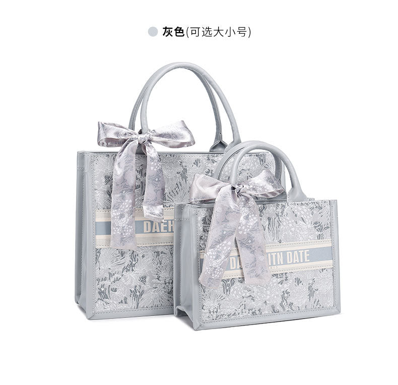This Year's Trendy Handbag Large Capacity Embroidered Tote Bag for Women Trendy Texture Niche Commuter Handbag