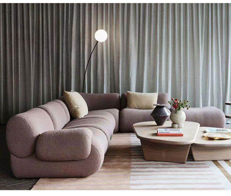 Vacuum Compressed Sofa Second-Hand Modular Combination Small Apartment Wabi-Sabi Style Living Room Designer Lamb Wool Fabric Sofa