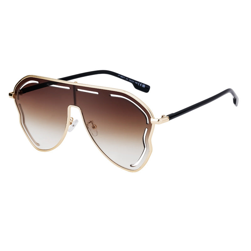 European and American Fashion Large Frame Sunglasses for Women, High-End Unique One-Piece Sunglasses, Trendy Wholesale sunglasses