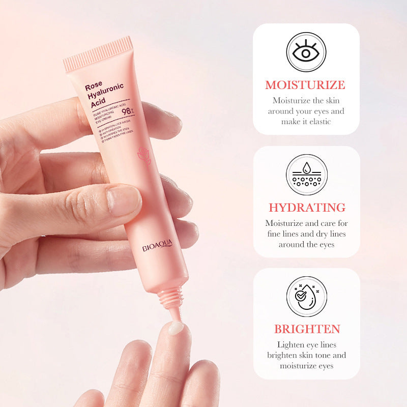 眼霜20克 BIOAOUA 玫瑰米玻尿酸 淡化黑眼圈和眼纹 跨境批发