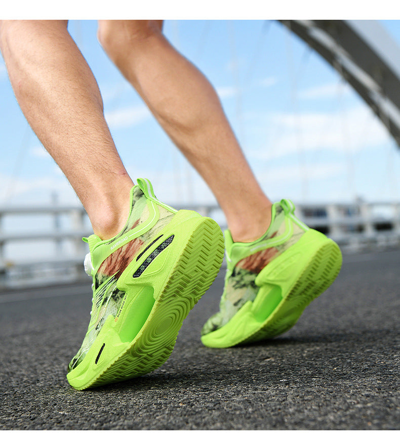 DAJUEYING Real Explosion Protection Carbon Plate High Elastic Cushioning Running Shoes Men and Women Knob Buckle Racing Mesh Breathable Sports Shoes