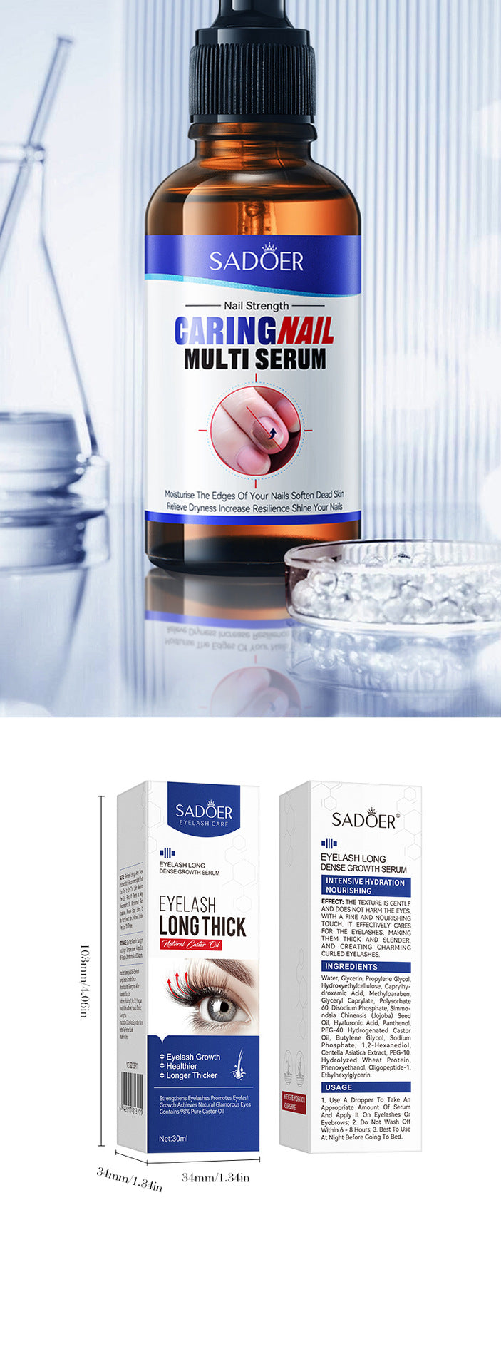 Full English Curling Eyelashes Thick Mascara SADOER Long and Dense Essence Liquid  Wholesale