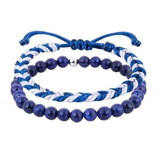 Hand-woven Tiger Eye Bracelet Natural Stone Beaded Stretch Bracelet Pink Quartz Lapis Lazuli Volcanic Matte Woven Bracelet