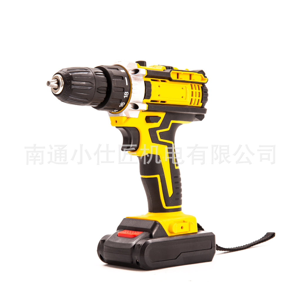 Two Batteries and One Charger Drill Tightening Electric Drill Handheld Brushless Lithium Electric Drill Cross-Border Hand Drill Rechargeable Battery Impact Electric Drill