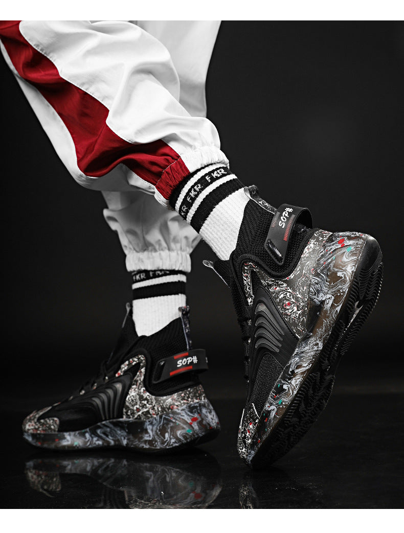 2025New National Fashion Casual Shoes Breathable Mesh Patchwork Men's Shoes Thick Sole Height Increasing Non-Slip Wear-Resistant Sports Shoes