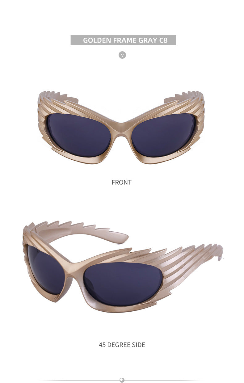 Europe and America Y2K Millennium Windproof Sunglasses for Women Trendy Personality Irregular Shape Sun Protection Sunglasses for Men Cycling Sports Glasses