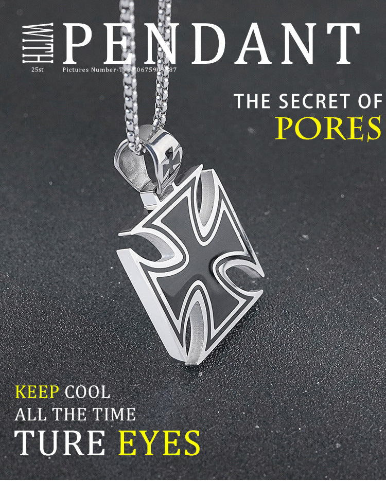 Hot Fashion Hip-Hop Versatile Titanium Steel Cross Pendant Personality Unisex Casual Couple Stainless Steel Necklace