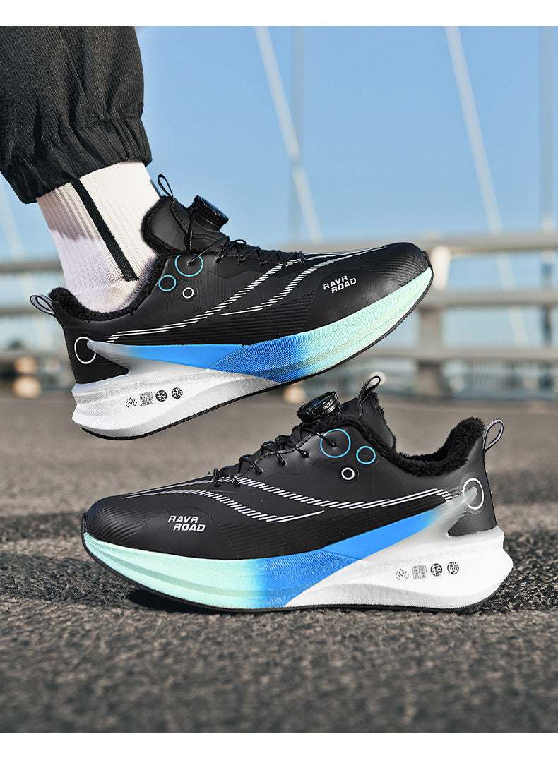 Red Rabbit8PRO Real Explosive Carbon Plate Youth Racing Leather Surface Fleece-Lined Warm Running Shoes for Men and Women with Rotating Buckle Sports Shoes