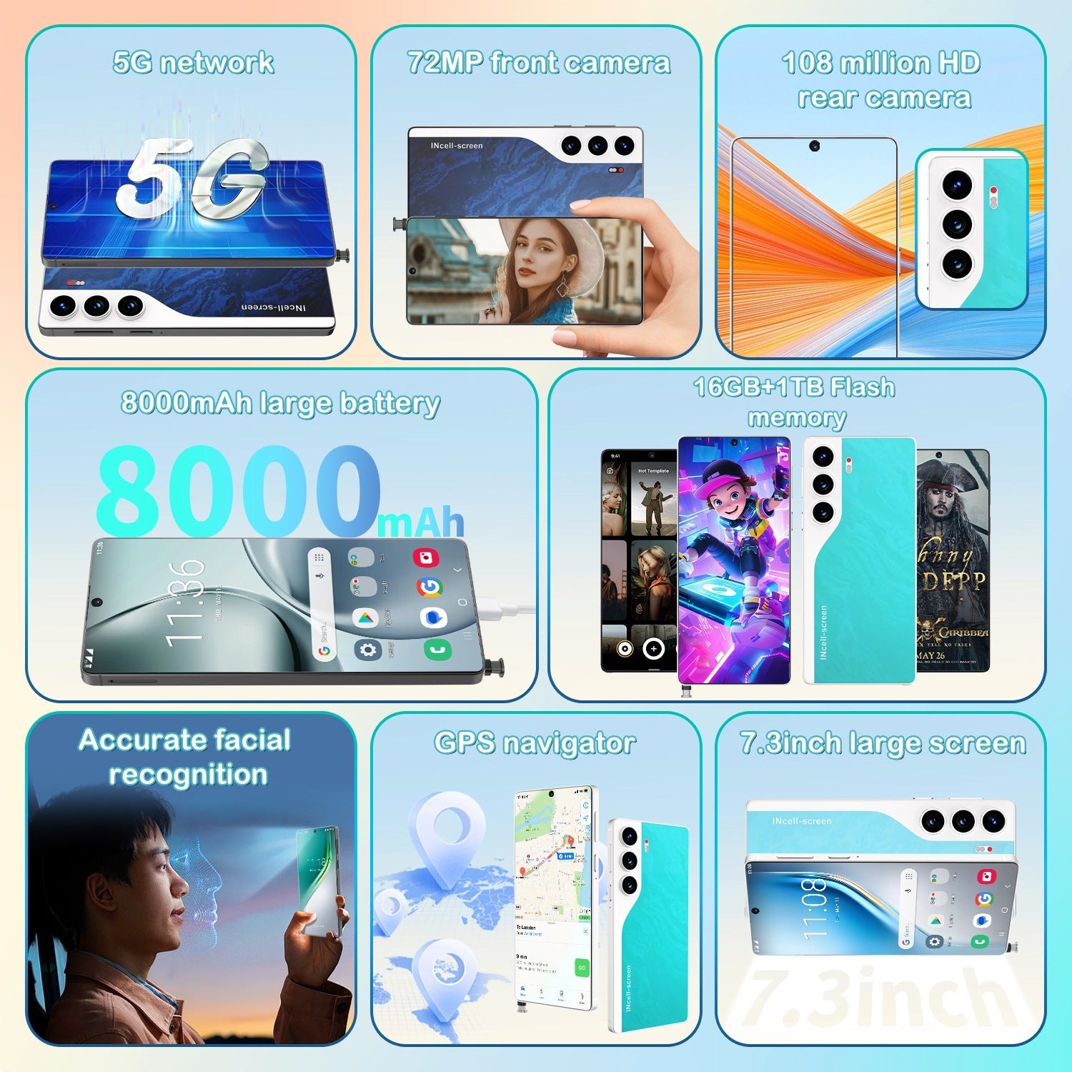 Bestsellers in Southeast Asia C40 Pro Smartphone16+1T Android Phone7.3Inch Large Screen