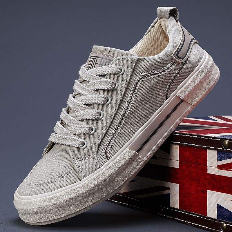 2025Autumn New Men's Shoes Low-top Breathable Flat Sneakers Men's Casual Shoes Korean Style Versatile Canvas Shoes