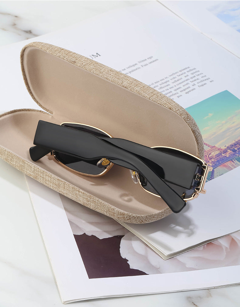 Korean Style gm Big Brand Same Style Sunglasses for Women Small Frame Hanging Ring Sunglasses for Men ins Diamond-encrusted Sunscreen Internet Celebrity Sunglasses