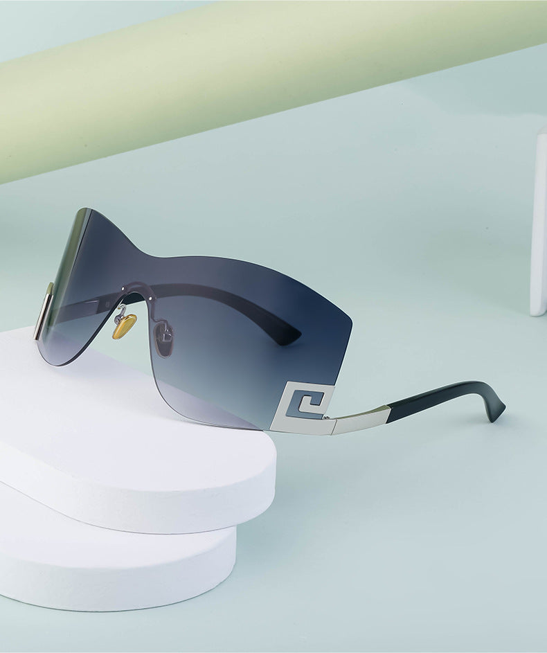 European and American Fashion Frameless Windproof Sunglasses for Women Trendy Large Frame Sunglasses Women's Glasses Wholesale sunglasses