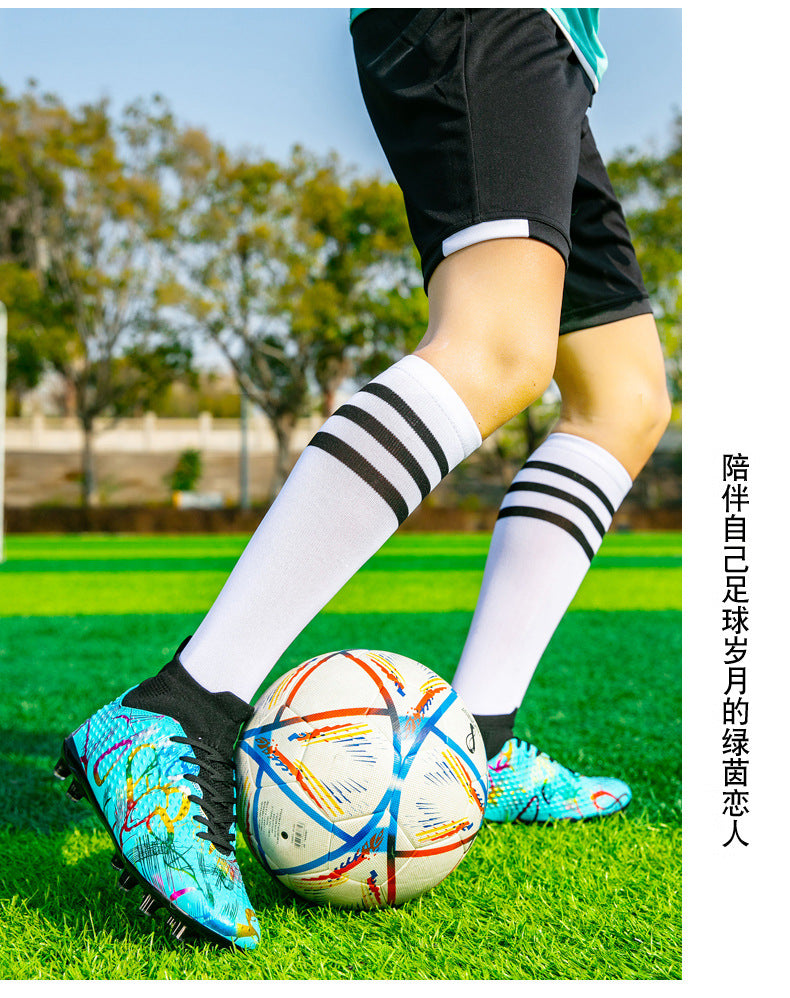 Youth Football Shoes Men and Women Long Spikes Adult Professional Sports Training Shoes Artificial Grass Non-Slip Wear-Resistant Competition Shoes