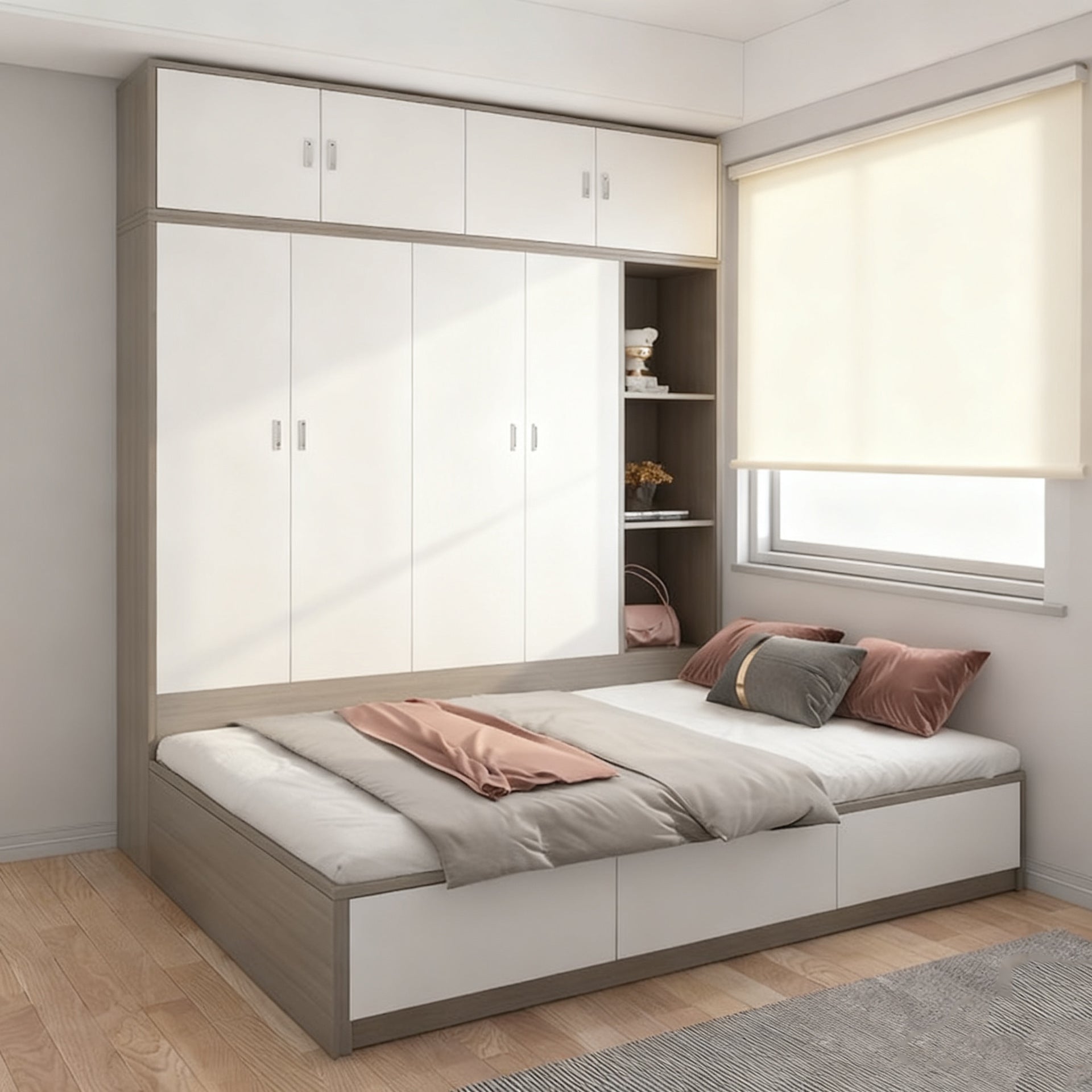 Custom Honeycomb Aluminum Alloy Side Cabinet Bed Integrated Tatami Bed Small Apartment Single Bed Storage Cabinet Combination Bed