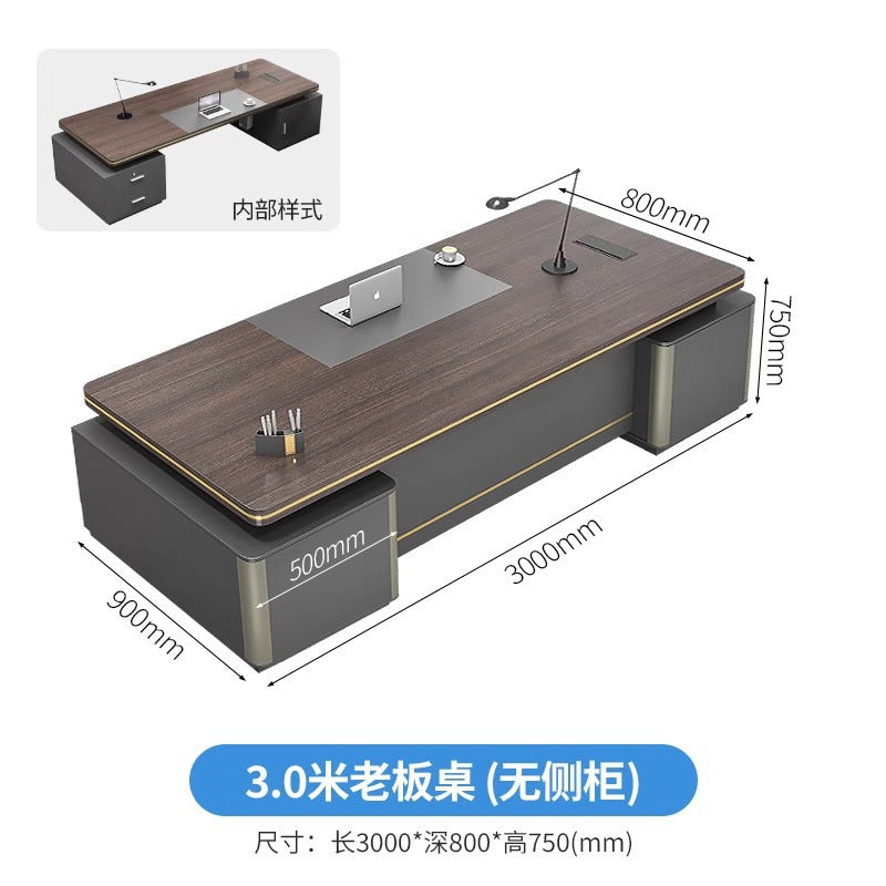 Elegant Office Desk Boss Desk Simple Modern Double Cabinet Mobile Cabinet Office Manager President Office Desk and Chair Set