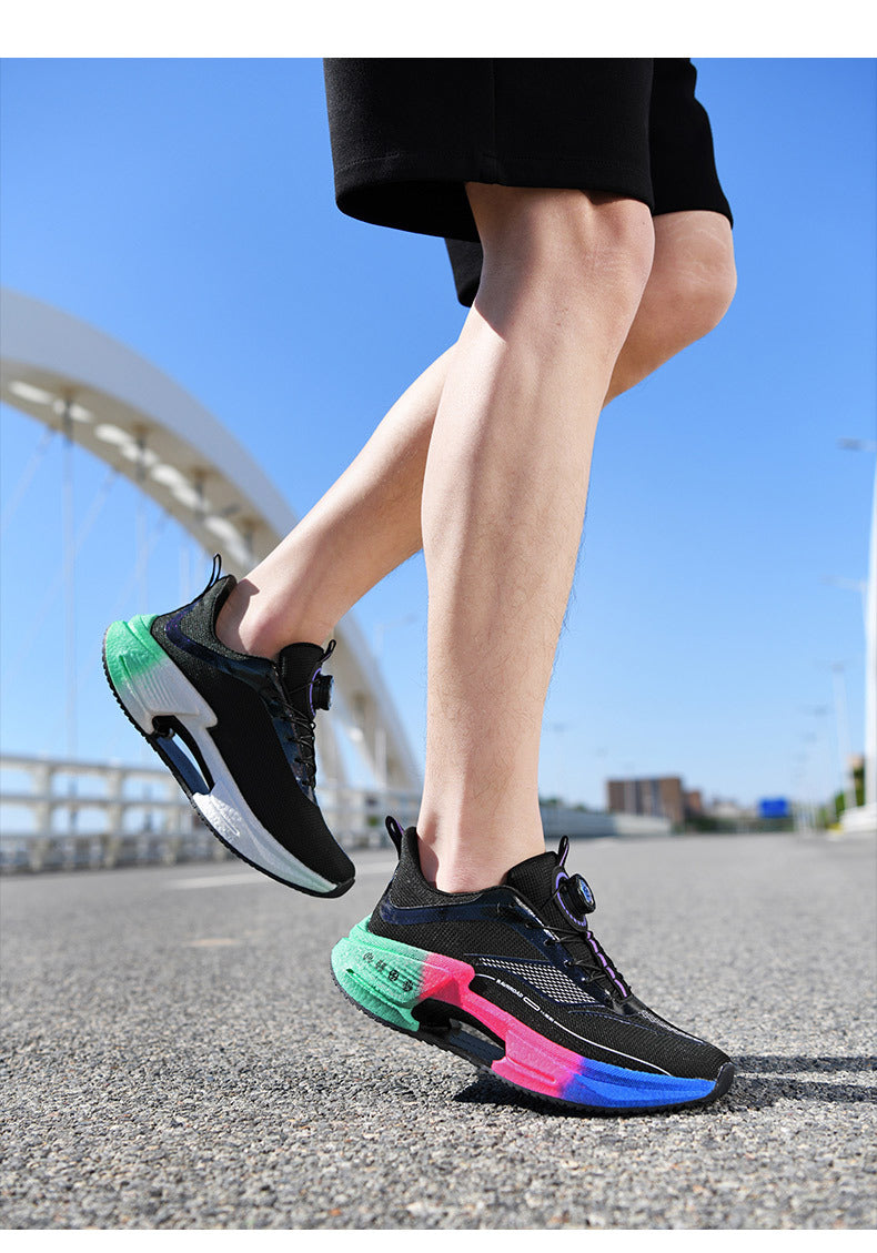 2025New Hollow Popcorn Carbon Plate Soft Sole Running Shoes for Men Training Combat High Elastic Shock Absorption Breathable Sports Shoes