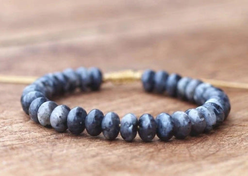 European and American Popular Natural Stone Beaded Bracelet Red Wood Grain Round Bead Stone Bracelet Wholesale