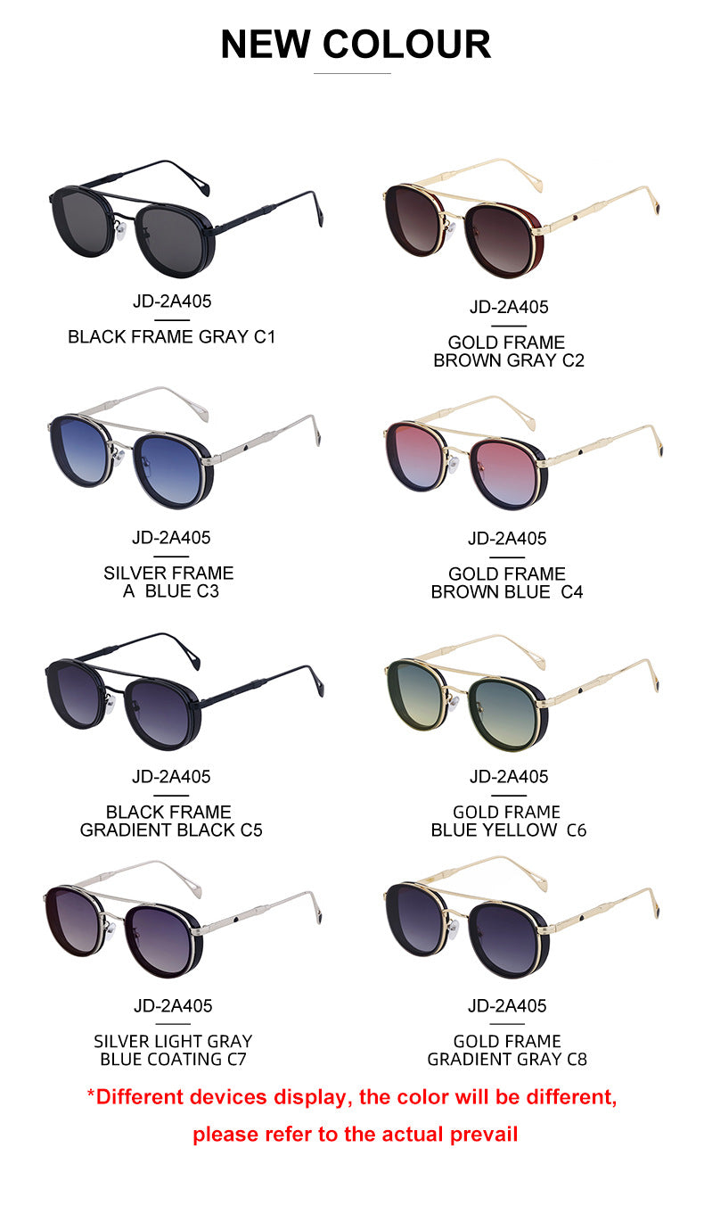 European and American Retro Oval Frame Sunglasses for Men, Side Wrap Small Frame Sunglasses for Women, Trendy Glasses Wholesale shades