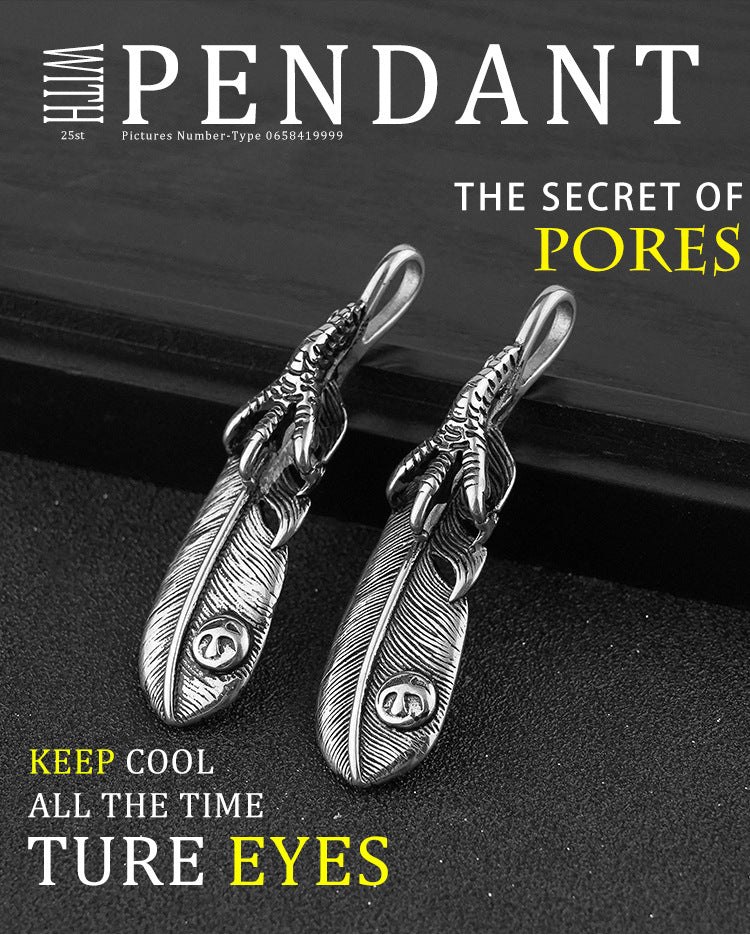 European and American Retro Men's Stainless Steel Pendant Trendy Men's Domineering Steel Pendant Takao Goro Big Claw Pendant