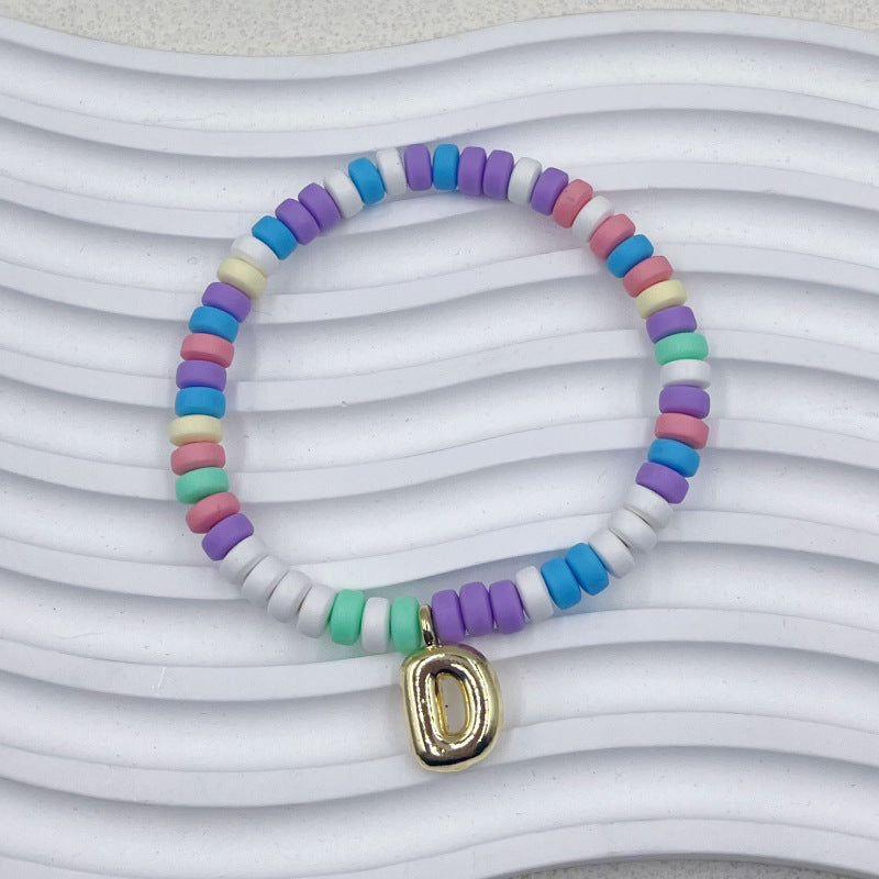 Bubble Balloon Letter Bracelet Best Friend Friendship Gift Sweet Bracelet Colorful Soft Clay Abacus Bead Bracelet