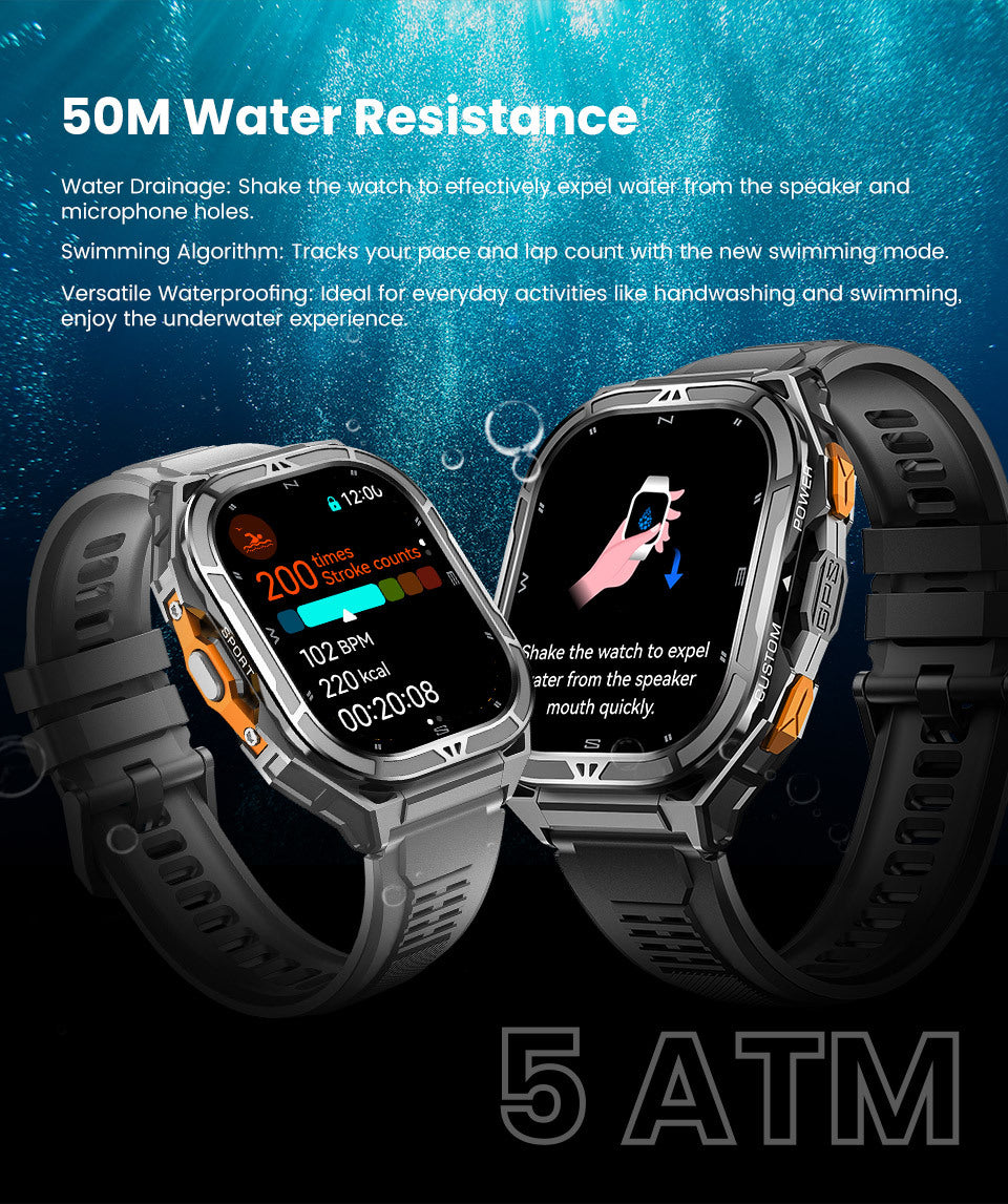 X5Smart Watch Bluetooth Call True Heart Rate Step Sleep Monitoring I Deep Waterproof GPS Beidou Positioning Three Defenses