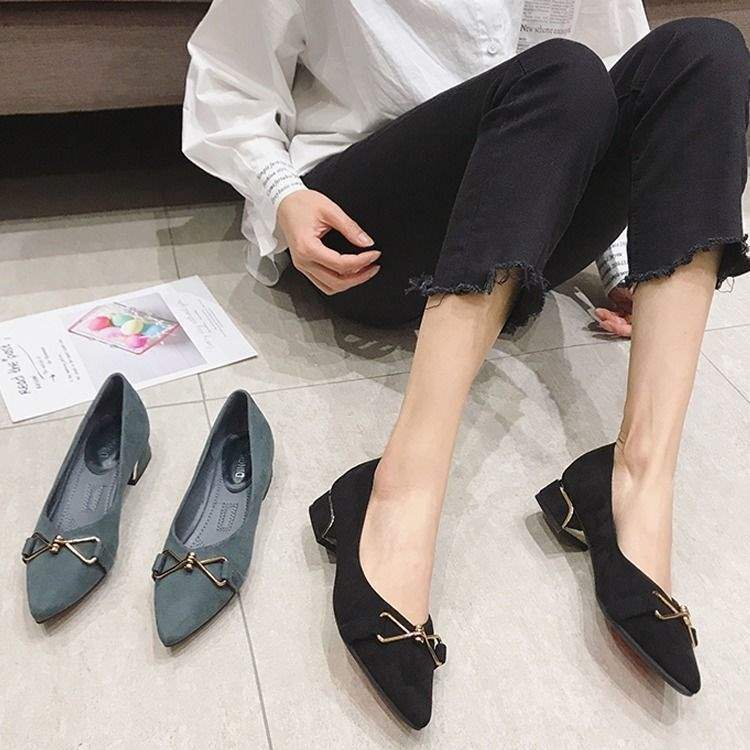 Pumps Women2025New Korean Style Versatile Fairy High Heels for Women, Soft Sole, Non-Chafing, Chunky Mid Heel Fashion Shoes for Women