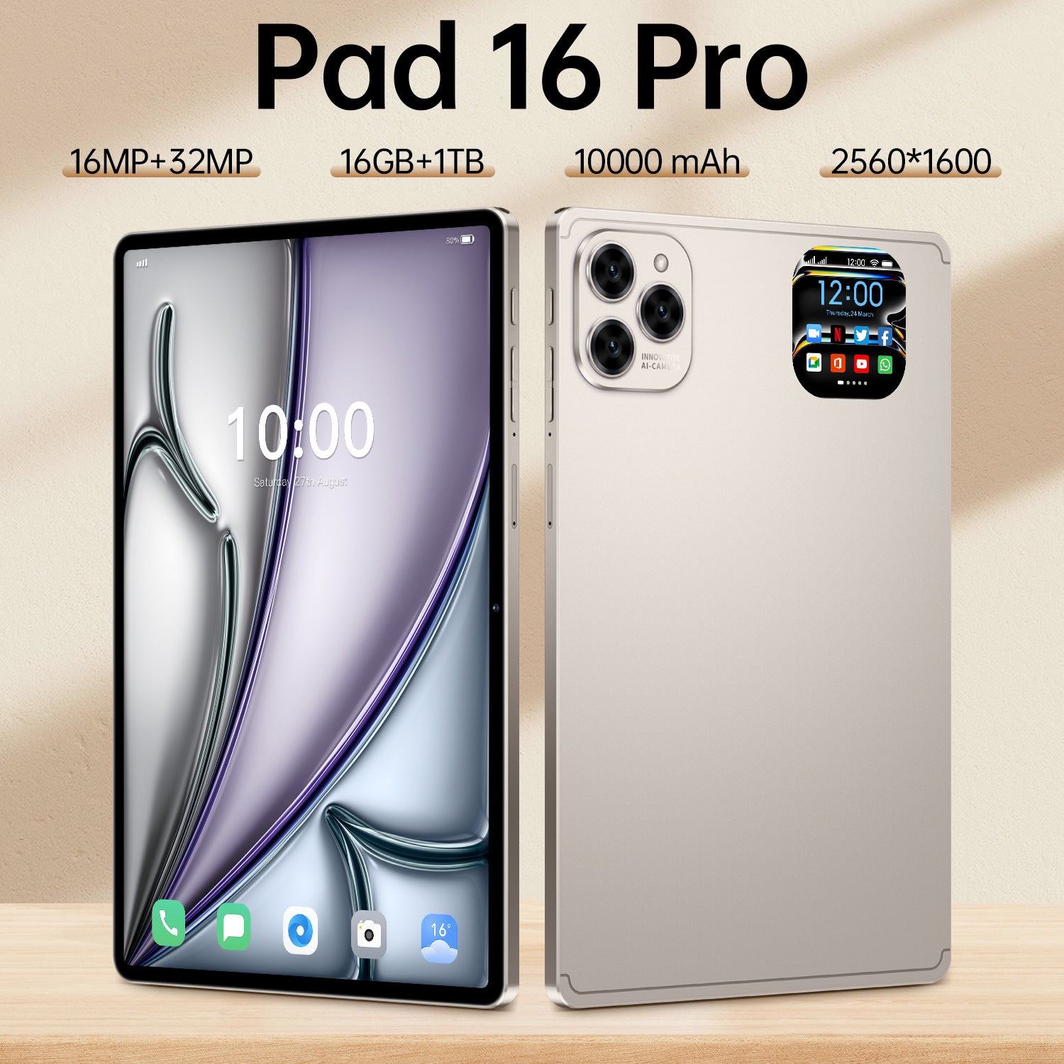 New model factory exclusive Pad 16 Pro Android Smart Tablet PC10Supports inch screen WiFi Bluetooth