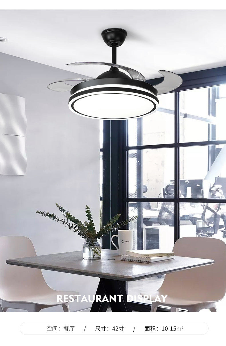 Invisible Fan Light Nordic Ceiling Fan Light High Wind Power Living Room Dining Room Bedroom Ceiling Mounted Variable Frequency Electric Fan Ceiling Light Integrated