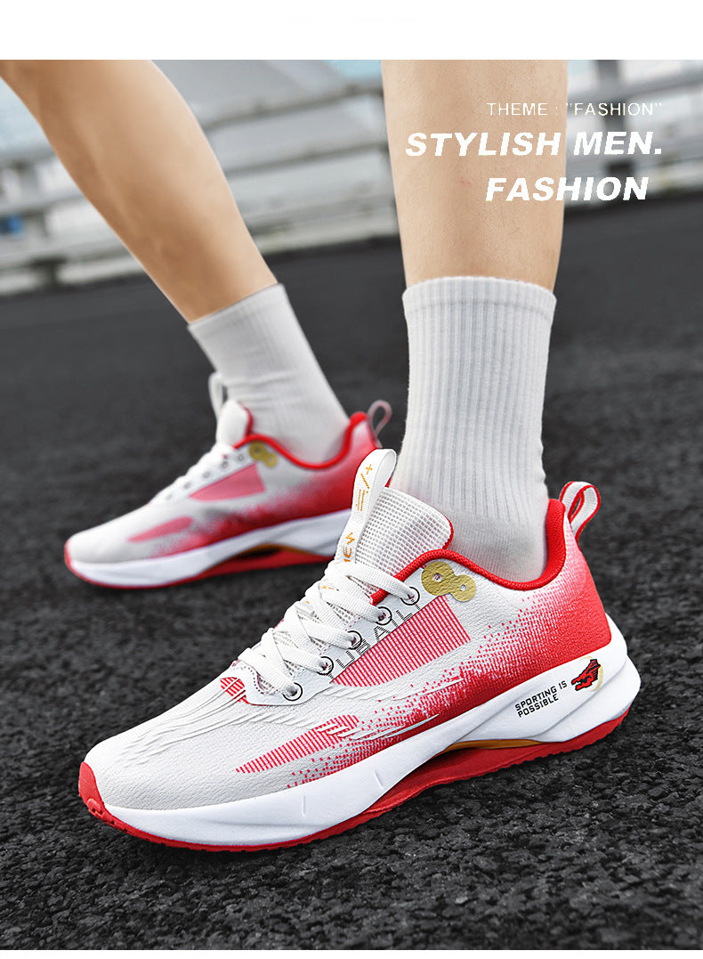 Summer Men's Fashion Breathable Sneakers Student Outdoor Trendy Lace-up Thick-soled Low-top Casual Running Shoes