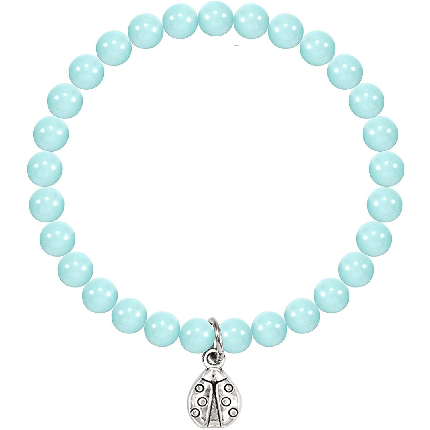 Women's Tianhe Stone Ladybug Bracelet6mm Beaded Pink Quartz Lapis Lazuli Jewelry Bracelet Purple Agate Seven-Star Ladybug Bracelet