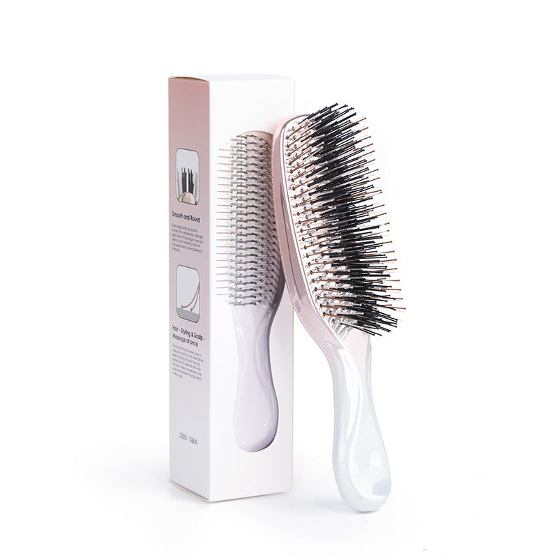 Cross-Border Meridian Fluffy Scalp Cleaning Care Comb High Low Comb Teeth Dry Wet Dual-Use Smooth Hair Fine Needle Electroplated Massage Comb