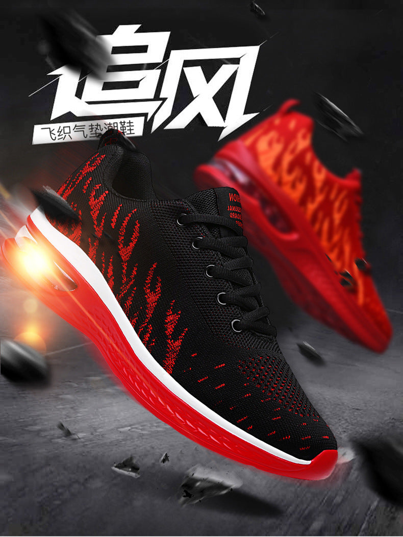 New Sports Shoes Four Seasons Casual Flyknit Breathable Cushion Running Shoes for Teenagers Ultra-light Shock-absorbing Trendy Men's Shoes