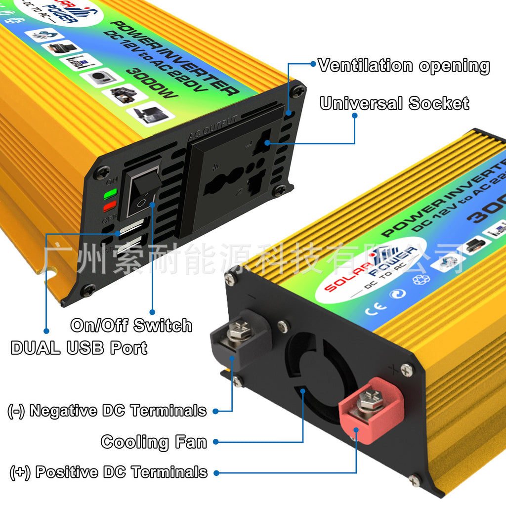 Vehicle Inverter300W 12V Turn110V220V Double USB E-commerce car power inverter
